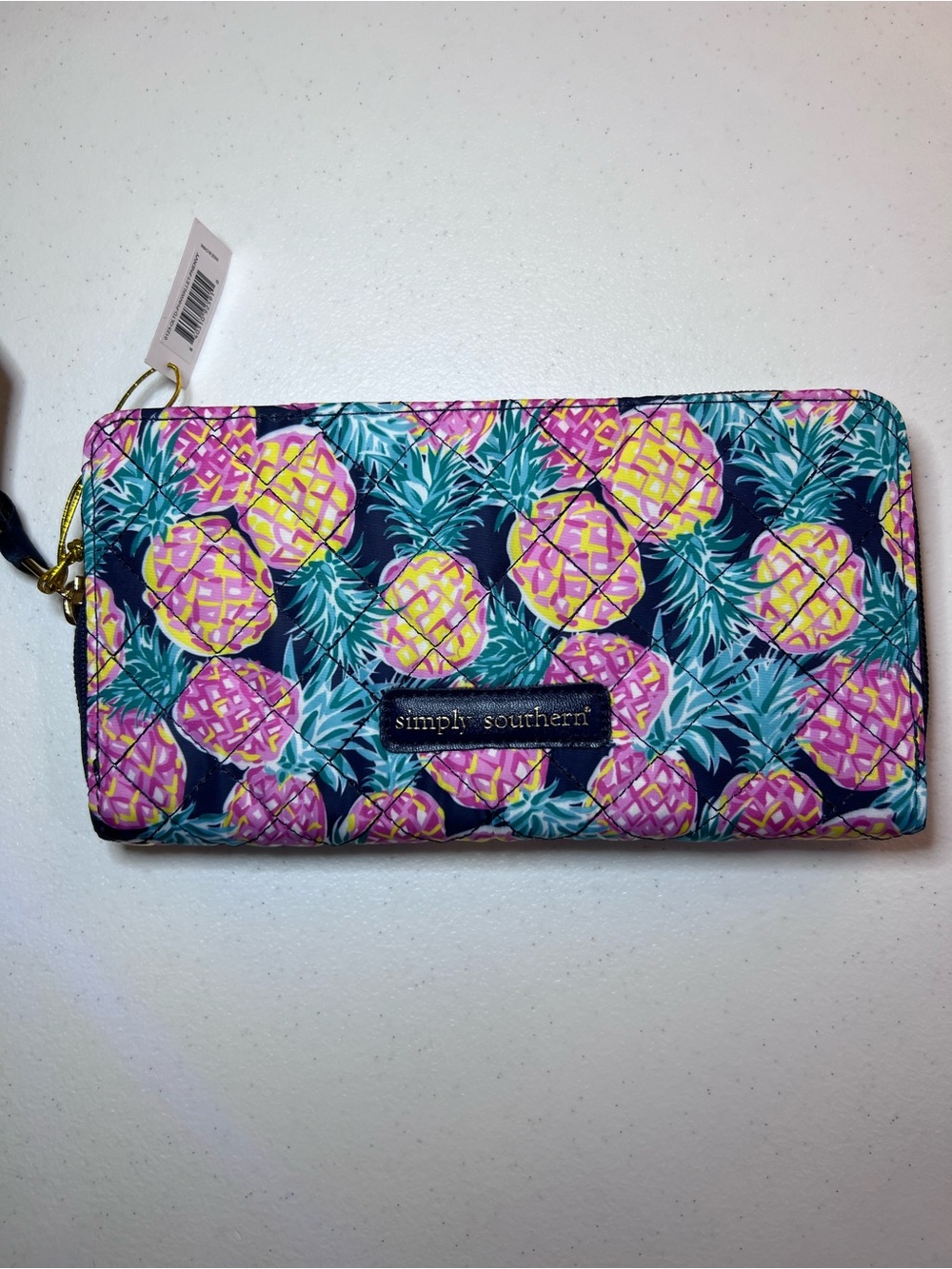 Simply Southern Navy Wristlet Pink & Teal Pineapple Envy - Picture 2 of 6